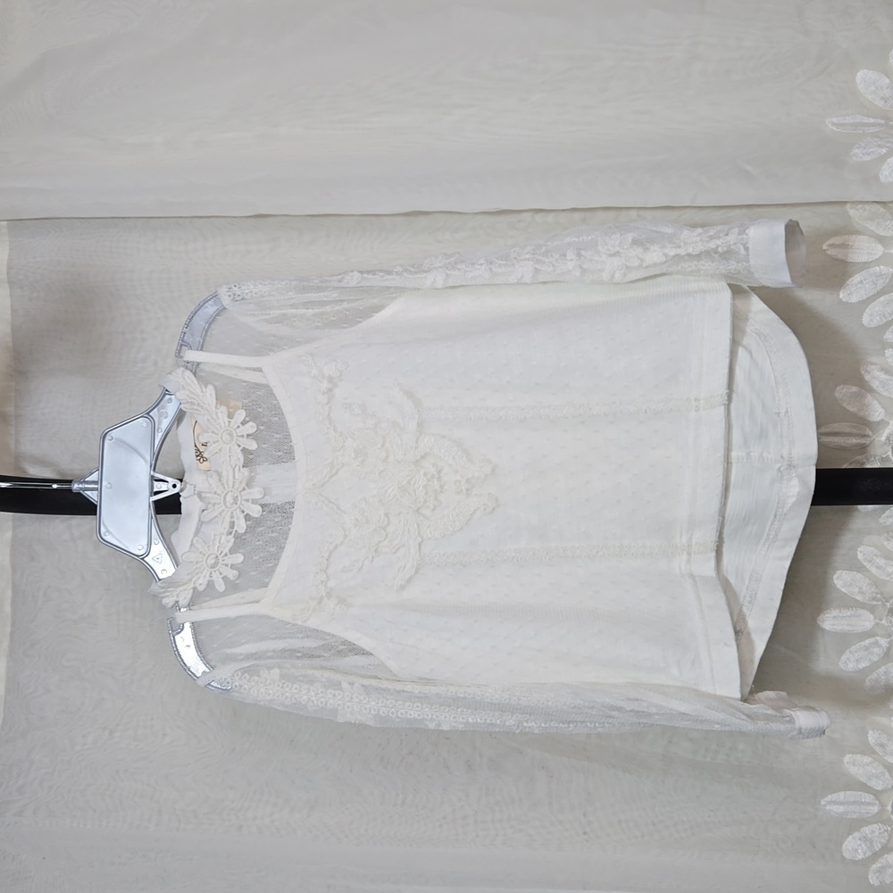 White Lace Mia Joy Girls Shirt/Top sz 4